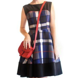 Eva Franco Blue and Gray Plaid Dress